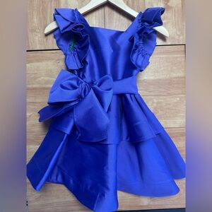 MAMA LUMA Girls purple Ruffled Dress 7/8. Tie sash w/ bow & full layered skirt.